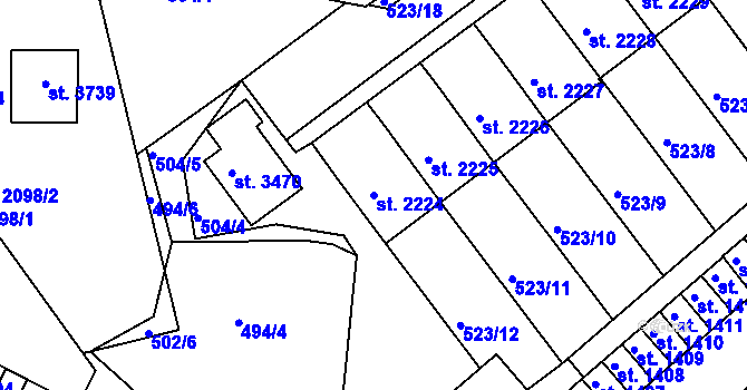 Parcela st. 2224 v KÚ Ústí nad Orlicí, Katastrální mapa