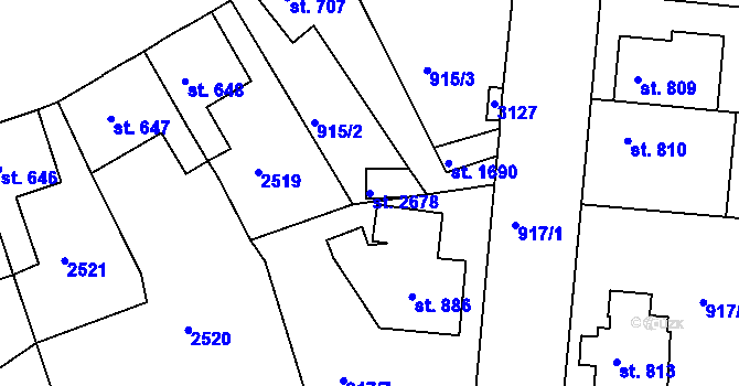 Parcela st. 2678 v KÚ Ústí nad Orlicí, Katastrální mapa