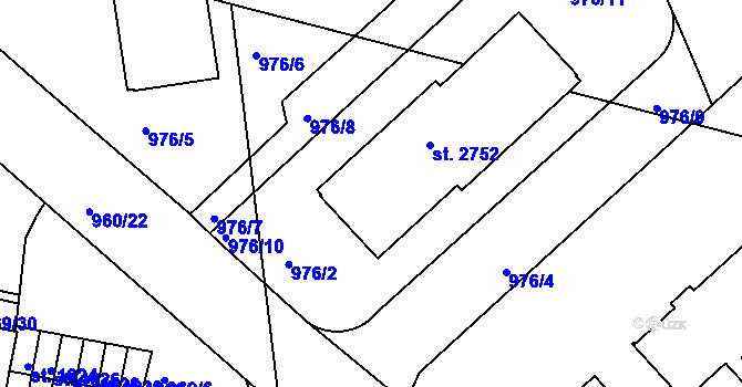Parcela st. 2752 v KÚ Ústí nad Orlicí, Katastrální mapa