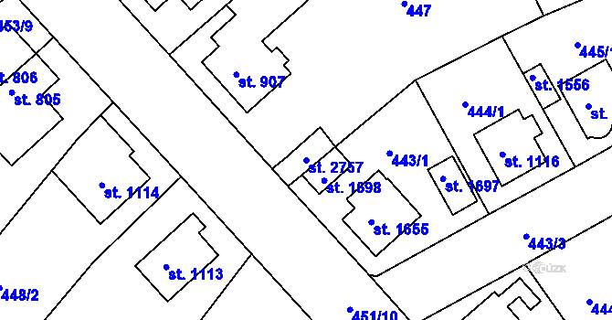 Parcela st. 2757 v KÚ Ústí nad Orlicí, Katastrální mapa