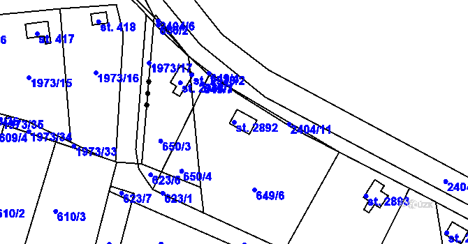 Parcela st. 2892 v KÚ Ústí nad Orlicí, Katastrální mapa