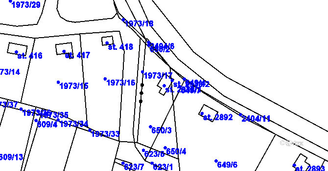 Parcela st. 2938/1 v KÚ Ústí nad Orlicí, Katastrální mapa
