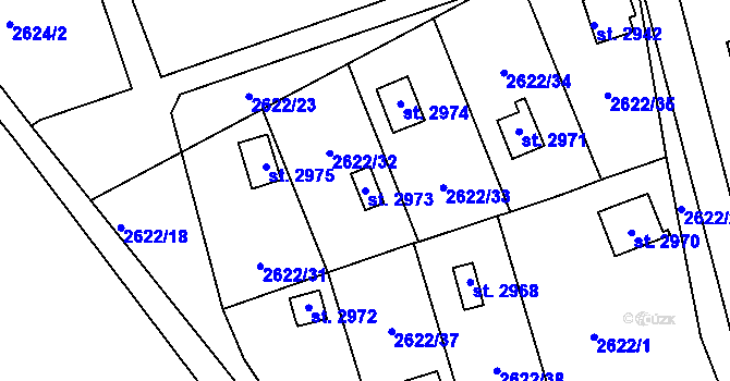 Parcela st. 2973 v KÚ Ústí nad Orlicí, Katastrální mapa