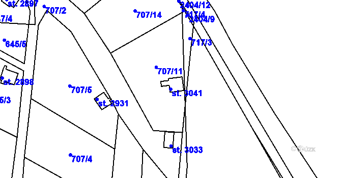 Parcela st. 3041 v KÚ Ústí nad Orlicí, Katastrální mapa