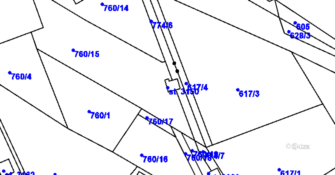 Parcela st. 3150 v KÚ Ústí nad Orlicí, Katastrální mapa