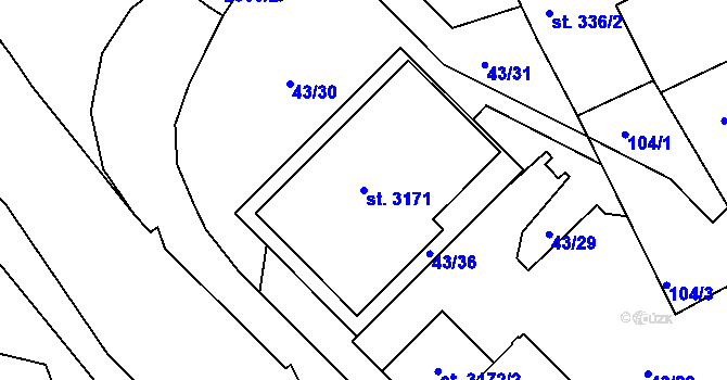 Parcela st. 3171 v KÚ Ústí nad Orlicí, Katastrální mapa