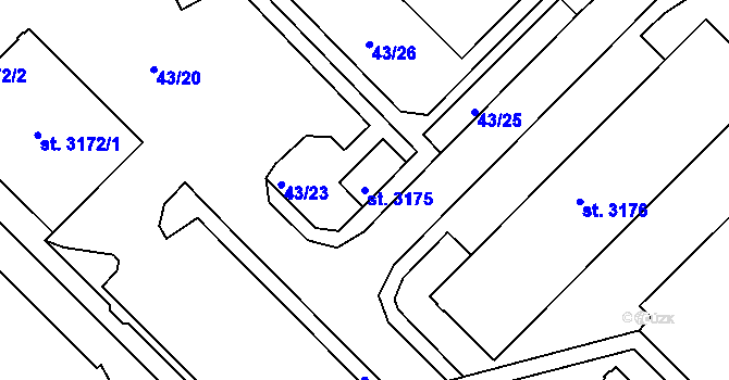 Parcela st. 3175 v KÚ Ústí nad Orlicí, Katastrální mapa