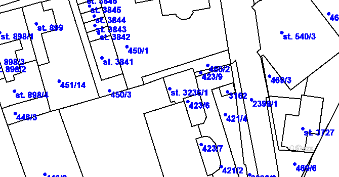 Parcela st. 3236/1 v KÚ Ústí nad Orlicí, Katastrální mapa