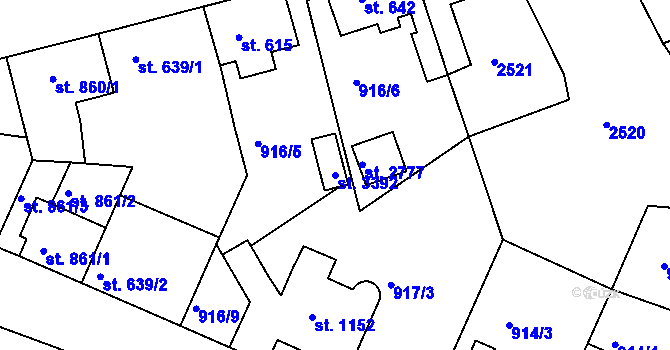 Parcela st. 3392 v KÚ Ústí nad Orlicí, Katastrální mapa