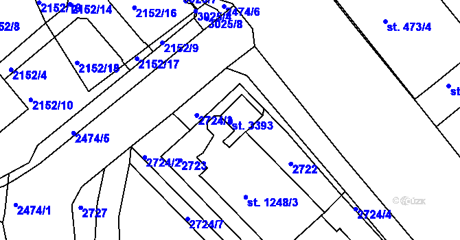 Parcela st. 3393 v KÚ Ústí nad Orlicí, Katastrální mapa