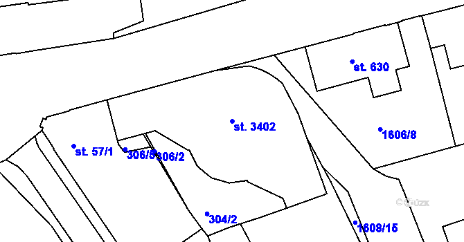 Parcela st. 3402 v KÚ Ústí nad Orlicí, Katastrální mapa