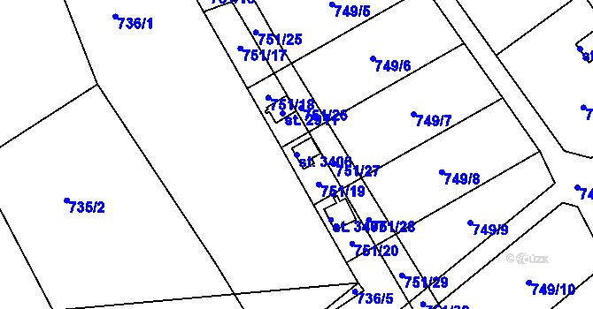 Parcela st. 3406 v KÚ Ústí nad Orlicí, Katastrální mapa