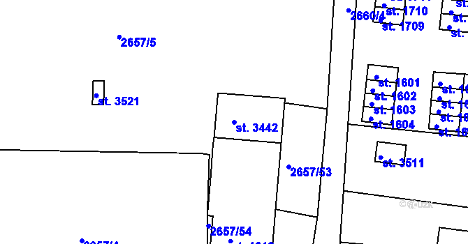 Parcela st. 3442 v KÚ Ústí nad Orlicí, Katastrální mapa
