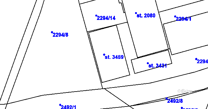 Parcela st. 3459 v KÚ Ústí nad Orlicí, Katastrální mapa