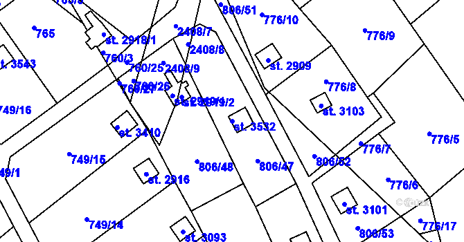 Parcela st. 3532 v KÚ Ústí nad Orlicí, Katastrální mapa