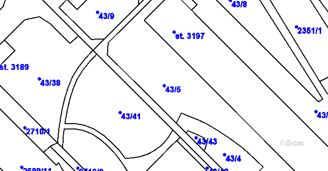 Parcela st. 43/5 v KÚ Ústí nad Orlicí, Katastrální mapa