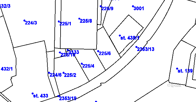 Parcela st. 225/6 v KÚ Ústí nad Orlicí, Katastrální mapa