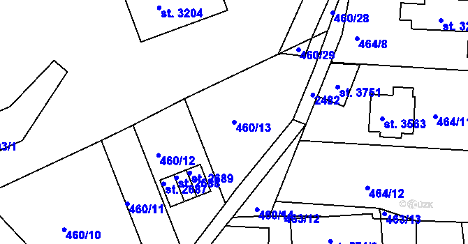 Parcela st. 460/13 v KÚ Ústí nad Orlicí, Katastrální mapa
