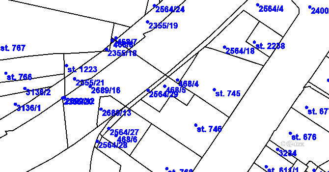 Parcela st. 468/5 v KÚ Ústí nad Orlicí, Katastrální mapa