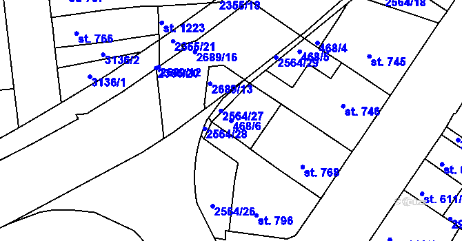 Parcela st. 468/6 v KÚ Ústí nad Orlicí, Katastrální mapa