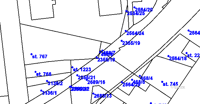 Parcela st. 468/8 v KÚ Ústí nad Orlicí, Katastrální mapa