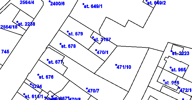 Parcela st. 470/1 v KÚ Ústí nad Orlicí, Katastrální mapa