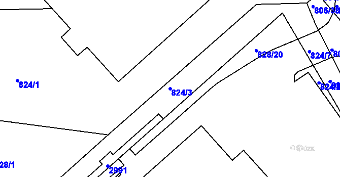 Parcela st. 824/3 v KÚ Ústí nad Orlicí, Katastrální mapa