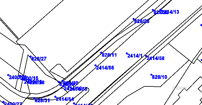 Parcela st. 828/11 v KÚ Ústí nad Orlicí, Katastrální mapa