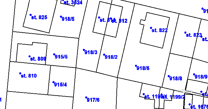 Parcela st. 918/2 v KÚ Ústí nad Orlicí, Katastrální mapa