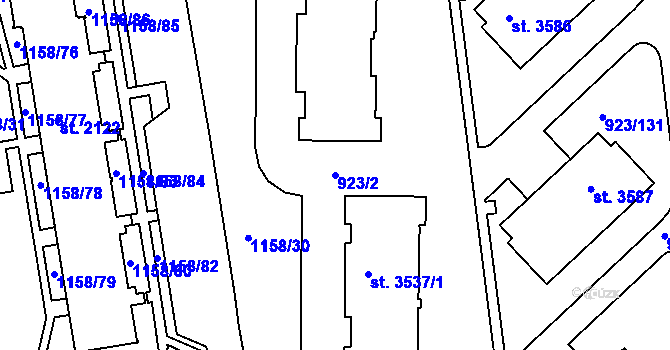 Parcela st. 923/2 v KÚ Ústí nad Orlicí, Katastrální mapa
