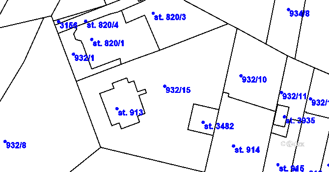 Parcela st. 932/15 v KÚ Ústí nad Orlicí, Katastrální mapa