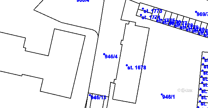 Parcela st. 946/4 v KÚ Ústí nad Orlicí, Katastrální mapa