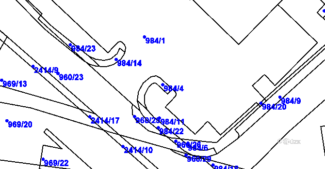 Parcela st. 984/4 v KÚ Ústí nad Orlicí, Katastrální mapa
