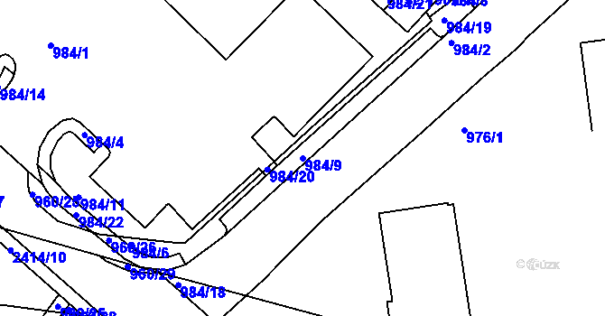 Parcela st. 984/9 v KÚ Ústí nad Orlicí, Katastrální mapa