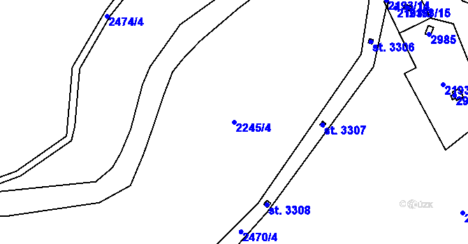 Parcela st. 2245/4 v KÚ Ústí nad Orlicí, Katastrální mapa