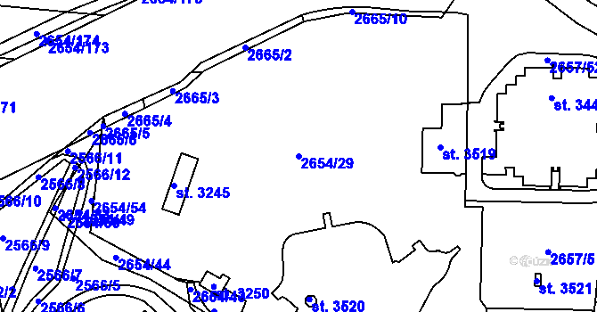 Parcela st. 2654/29 v KÚ Ústí nad Orlicí, Katastrální mapa