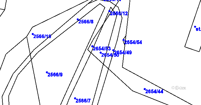 Parcela st. 2654/50 v KÚ Ústí nad Orlicí, Katastrální mapa