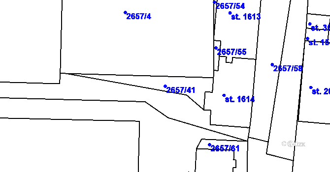 Parcela st. 2657/41 v KÚ Ústí nad Orlicí, Katastrální mapa