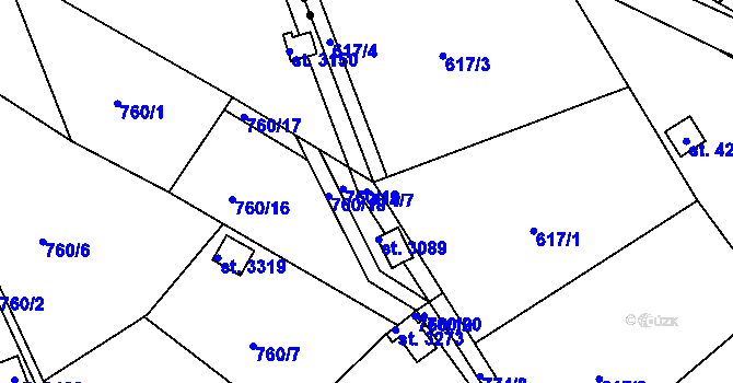Parcela st. 774/7 v KÚ Ústí nad Orlicí, Katastrální mapa