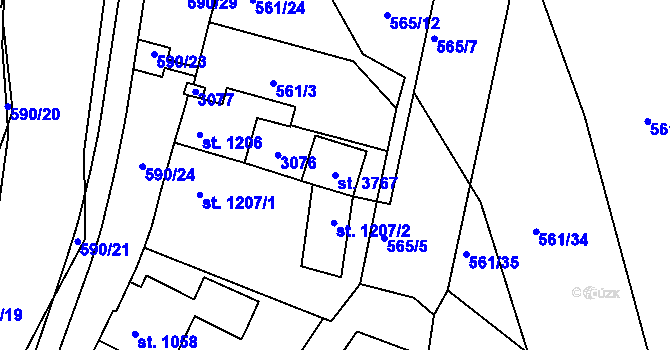 Parcela st. 3767 v KÚ Ústí nad Orlicí, Katastrální mapa