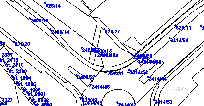 Parcela st. 828/28 v KÚ Ústí nad Orlicí, Katastrální mapa