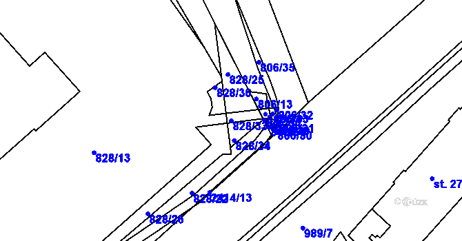 Parcela st. 828/33 v KÚ Ústí nad Orlicí, Katastrální mapa