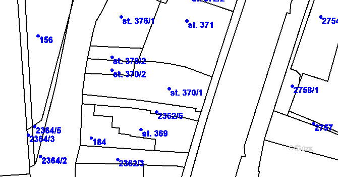 Parcela st. 370/1 v KÚ Ústí nad Orlicí, Katastrální mapa