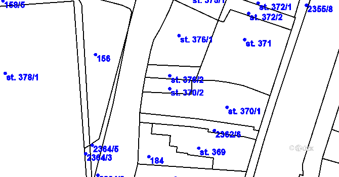 Parcela st. 370/2 v KÚ Ústí nad Orlicí, Katastrální mapa