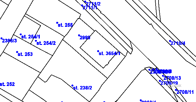 Parcela st. 3654/1 v KÚ Ústí nad Orlicí, Katastrální mapa
