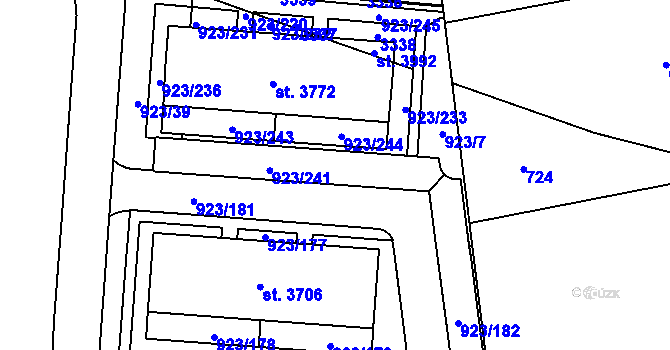 Parcela st. 923/241 v KÚ Ústí nad Orlicí, Katastrální mapa