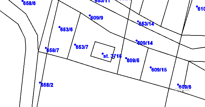 Parcela st. 3718 v KÚ Ústí nad Orlicí, Katastrální mapa