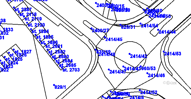 Parcela st. 835/19 v KÚ Ústí nad Orlicí, Katastrální mapa