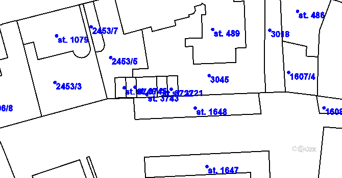 Parcela st. 3721 v KÚ Ústí nad Orlicí, Katastrální mapa