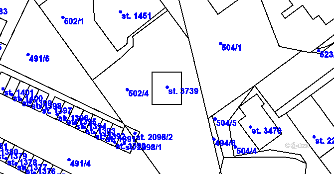 Parcela st. 3739 v KÚ Ústí nad Orlicí, Katastrální mapa